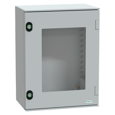 Szekrény fali üveg ajtós műanyag 430mm 330mmx 200mmx IP66 szürke Thalassa PLM Schneider