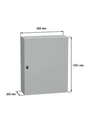 Wall mounted steel enclosure - NSYS3D10830P - Image with dimensions