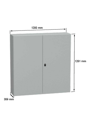 Wall mounted steel enclosure - NSYS3D121230DP - Image with dimensions
