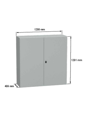 Wall mounted steel enclosure - NSYS3D121240DP - Image with dimensions