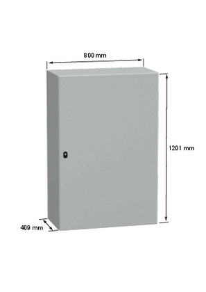 Wall mounted steel enclosure - NSYS3D12840P - Image with dimensions