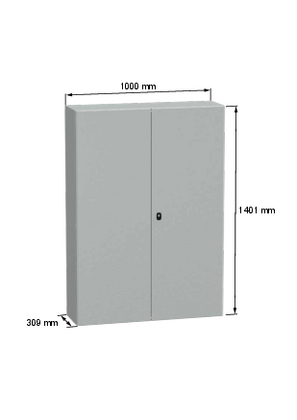 Wall mounted steel enclosure - NSYS3D141030DP - Image with dimensions