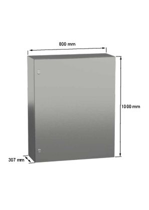 Wall mounted steel enclosure, PanelSeT S3X - NSYS3X10830 - Image with dimensions