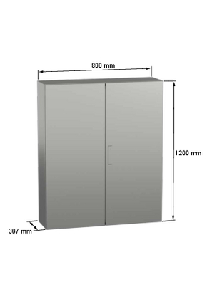 Wall mounted steel enclosure, PanelSeT S3X - NSYS3X121030 - Image with dimensions