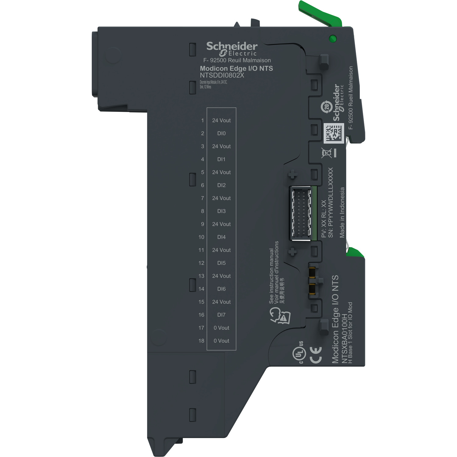 NTSDDI0802XK - Discrete Input Module + Base, 8 In, 24V DC, Sink, 1