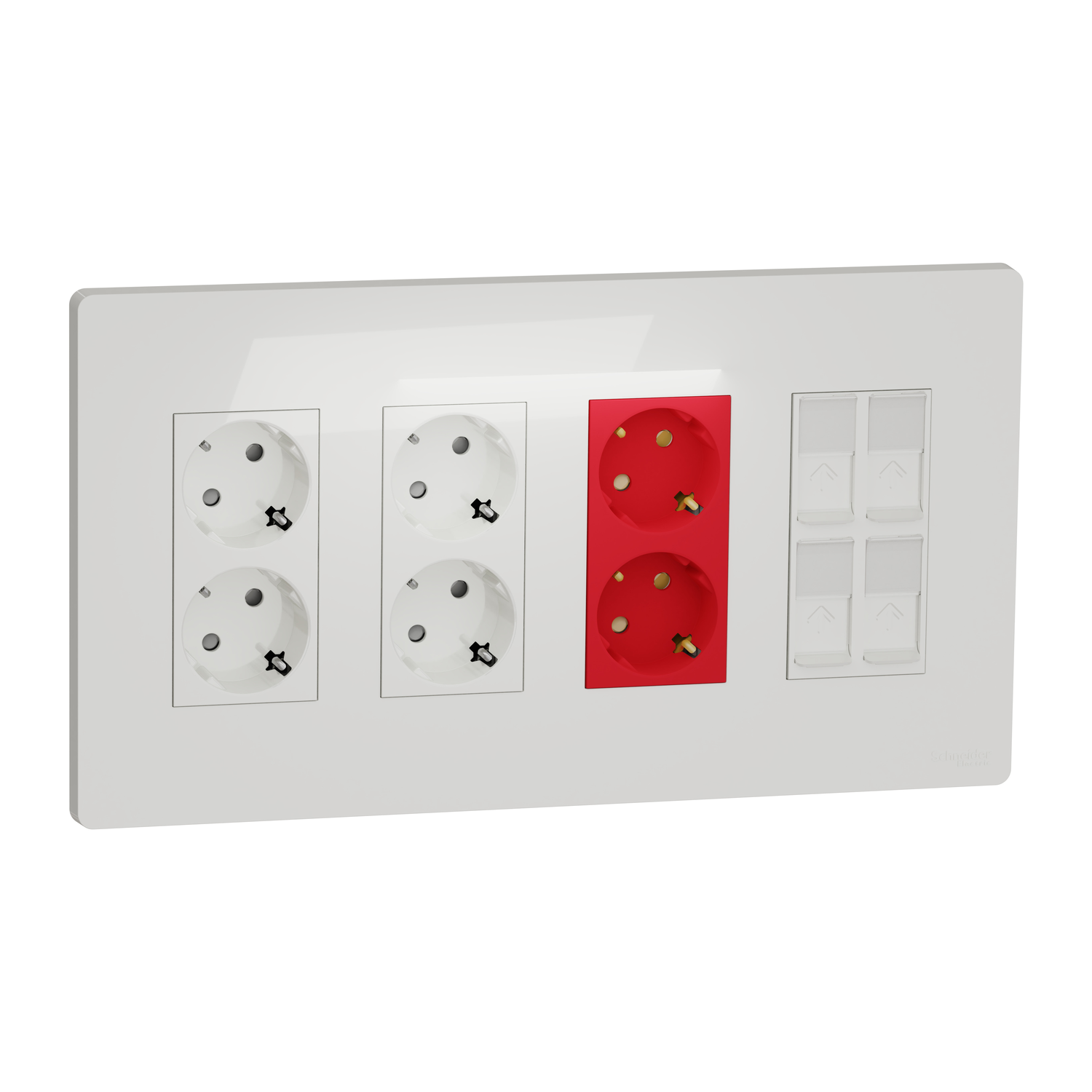 Set od 4 kolone (2+2 utič.+4 RJ45) beli