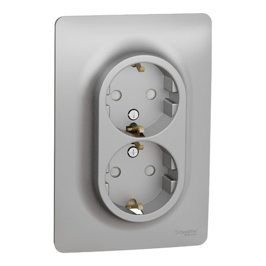 Priza Dubla Noua Unica 2P 16A Aluminiu NU206730, Schneider Electric - Schneider [1]