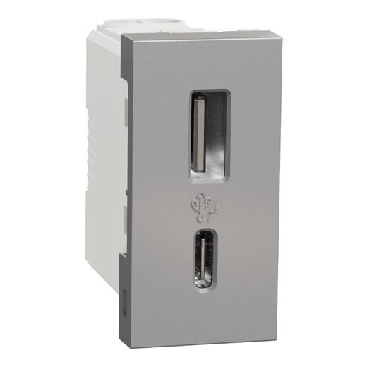 Priza USB Noua Unica 1m A+C 15w Aluminiu , NU301630, Schneider Electric - Schneider [1]