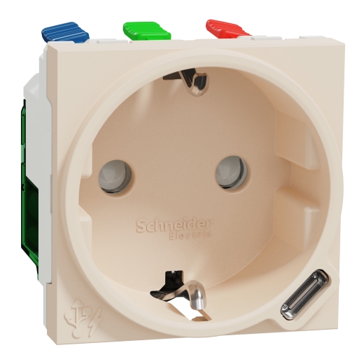 Priza Noua Unica Simpla + USB C 10.5w 2P+E 16A Crem NU301744, Schneider Electric - Schneider [1]