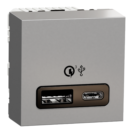 Priza USB FastCharge Noua Unica 2m A+C 18w Aluminiu , NU301930, Schneider Electric - Schneider [1]