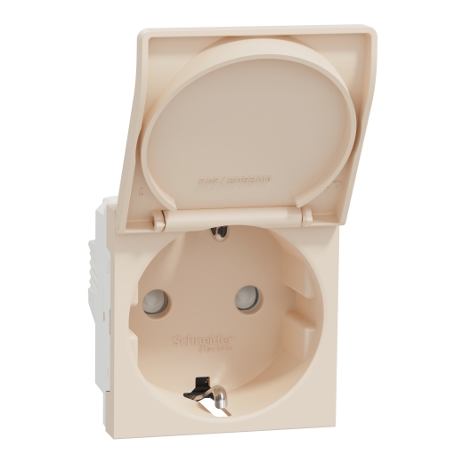 Priza Noua Unica cu Capac Obturatoare 2P+E 16A Crem, NU303744TA, Schneider Electric - Schneider [1]