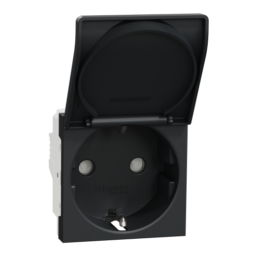 Priza Noua Unica cu Capac Obturatoare 2P+E 16A Antracit, NU303754TA, Schneider Electric - Schneider [1]