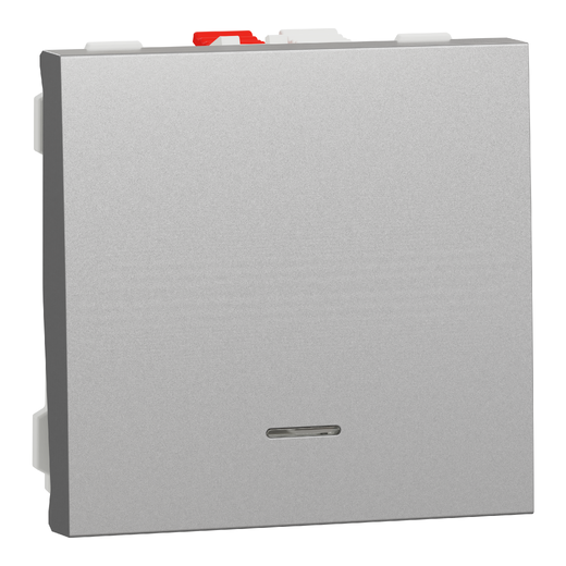 Intrerupător cu Revenire Noua Unica 10A 2m Aluminiu cu Indicator Luminos , NU320630N, Schneider Electric - Schneider [1]
