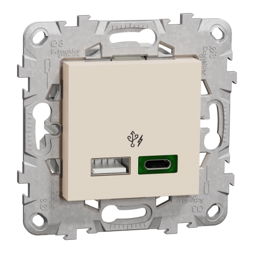 Priza Dubla USB FastCharge Noua Unica A+C 45w Crem , NU501344, Schneider Electric - Schneider [1]