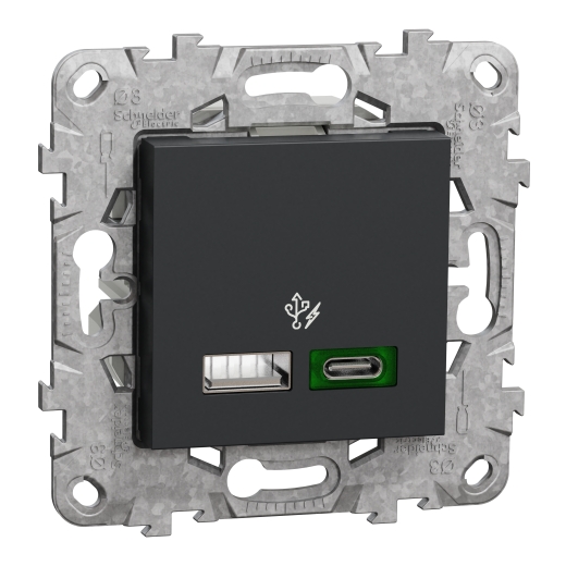 Priza Dubla USB FastCharge Noua Unica A+C 45w Antracit , NU501354, Schneider Electric - Schneider [1]