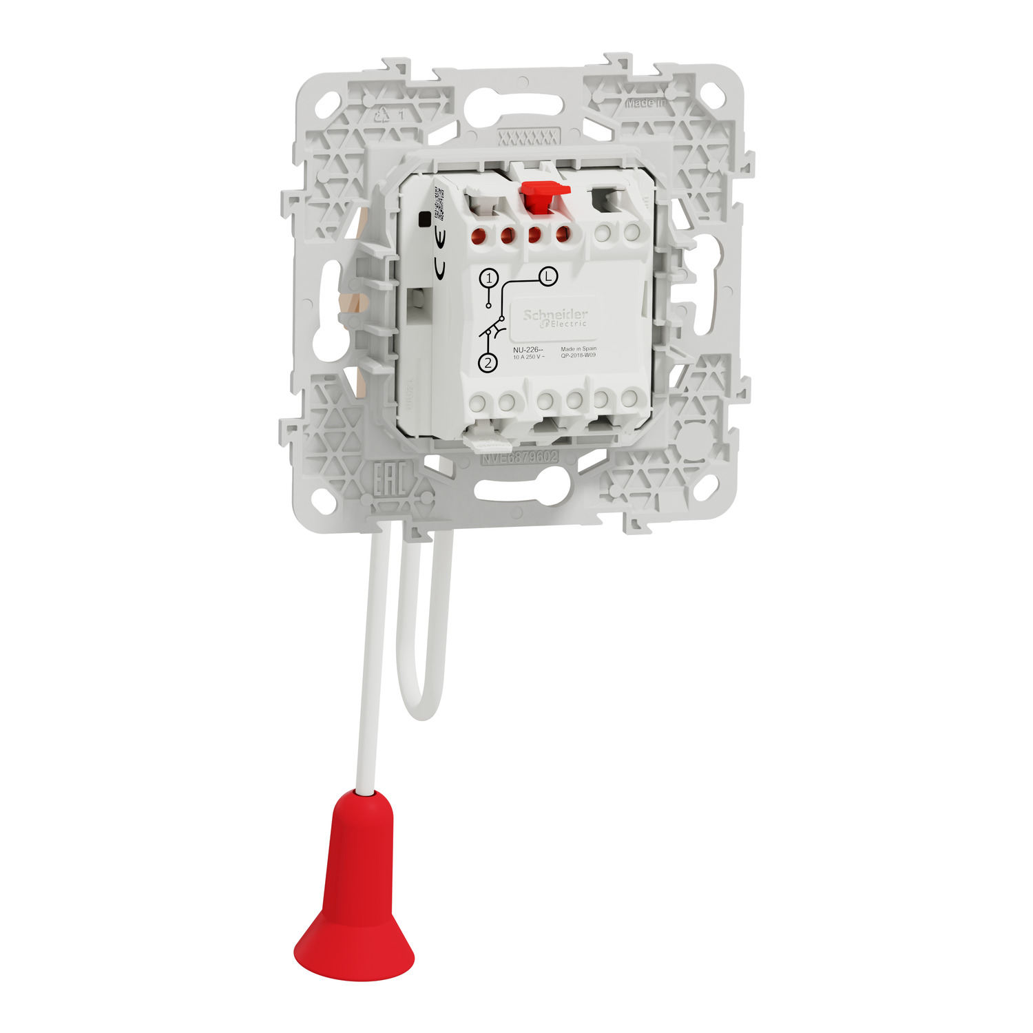 NU522644 Pull string switch, New Unica, 1pole 2way, 10A, 2 modules