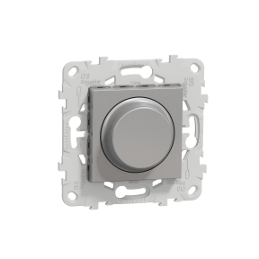 New Unica - dimmer with fixing frame - rotary push type - aluminium