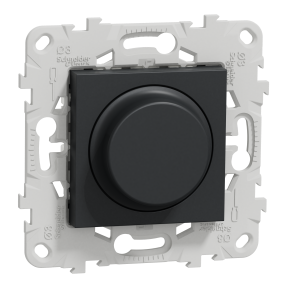 New Unica - dimmer with fixing frame - rotary push type - anthracite