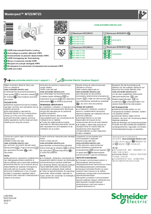 MasterPact MTZ2/MTZ3-VSPD disconnected Position Locking - Instruction Sheet
