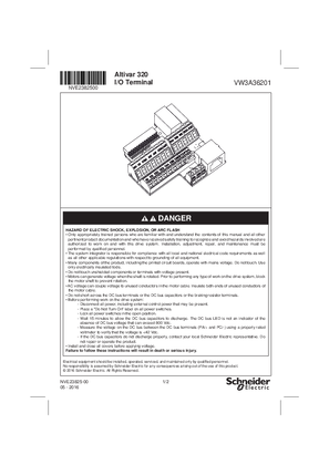 Instruction Sheet: ATV320 I/O Terminal - VW3A36201