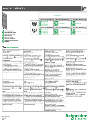 MasterPact MTZ2/MTZ3-Interphase Barriers - Instruction Sheet