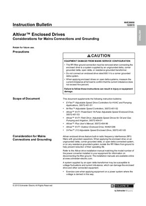 Altivar Enclosed Drives Considerations for Mains Connections and Grounding - Instructions