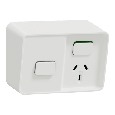 Switched socket outlet, Iconic Outdoor, Single with timer, 10 A, 250 V, Extra white