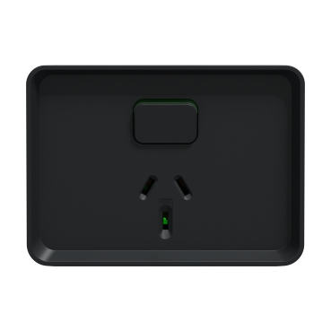 Switched socket outlet, Iconic Outdoor, horizontal, Single, 10 A, 250 V, Black