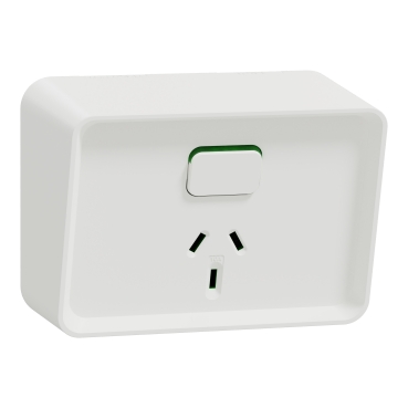 Switched socket outlet, Iconic Outdoor, horizontal, Single, 10 A, 250 V, Extra white