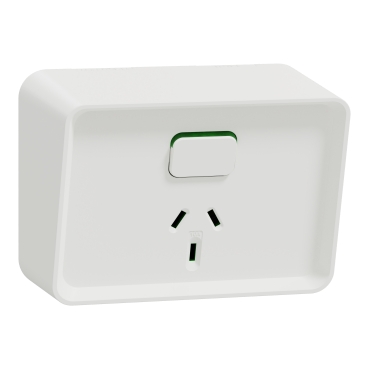 Clipsal Iconic Outdoor, Single Switched Socket Outlet, Horizontal, 10A, 250V