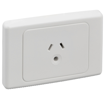 Clipsal 2000 Series Automatic Single Socket Outlet 250VAC, 10A, Round Earth Pin