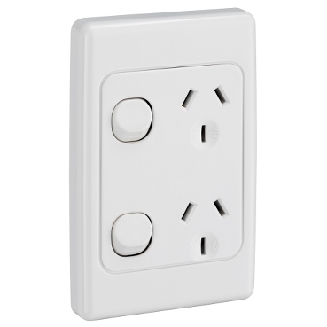 Clipsal 2000 Series Twin Switch Socket Outlet 250V, 10A, Vertical, Two Piece Base