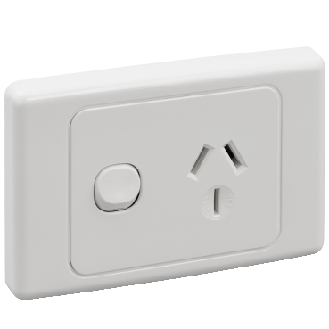 White Electric Clipsal 2000 Series Single Switch Socket Outlet 2 Pole 20a 250v