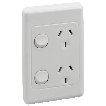 Clipsal 2000 Series Twin Switch Socket Outlet 250V, 10A, Vertical, 2 Pole