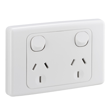 10 x White Double Wall Sockets 2 Gang Square Edge Electric Twin Plug Switched 