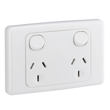 2000 Series, Twin Switch Socket Outlet 250V, 10A, 2 Pole