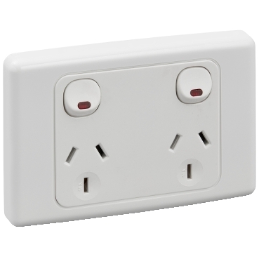 Clipsal 2000 Series Twin Switch Socket Outlet 250V, 10A, 2 Pole