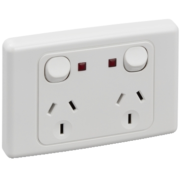 2000 Series, Twin Switch Socket Outlet, 250V, 10A, Indicator