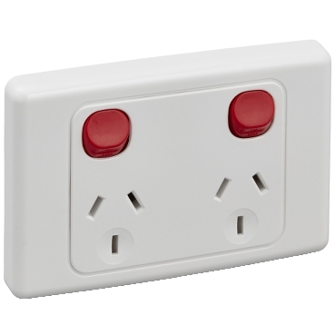 SWITCHED SOCKET TWIN 10A RED DOLLY