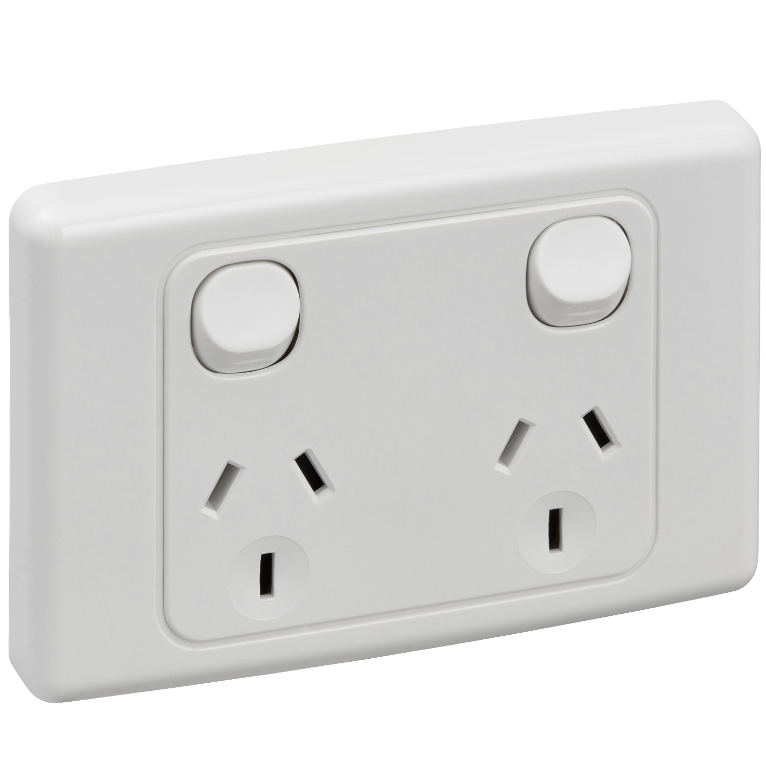 Socket Outlets Double Switch Horizontal, 250V, 10A, Shutters