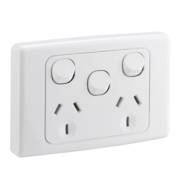 Clipsal 2000 Series Twin Switch Socket Outlet 250V, 10A, Removable Extra Switch