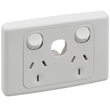 Clipsal 2000 Series Switched Socket Twin Extra Switch Less Mechanism