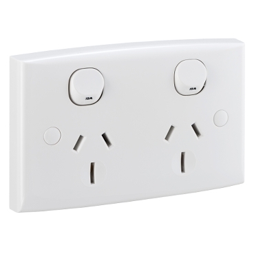 Standard Series, Twin Switch Socket Outlet, 250V, 15A, Standard Size