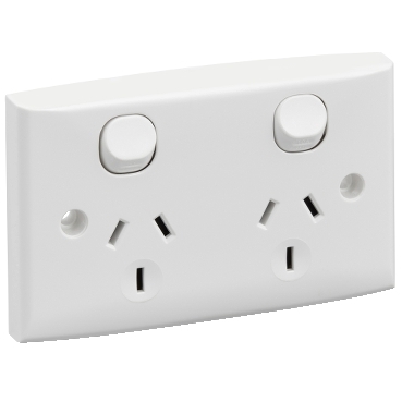 SWITCHED SOCKET TWIN 10A 250V SHUTTER