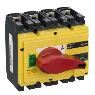 Interpact INS250 4P piros kapcsolókar, sárga homloklap 31127