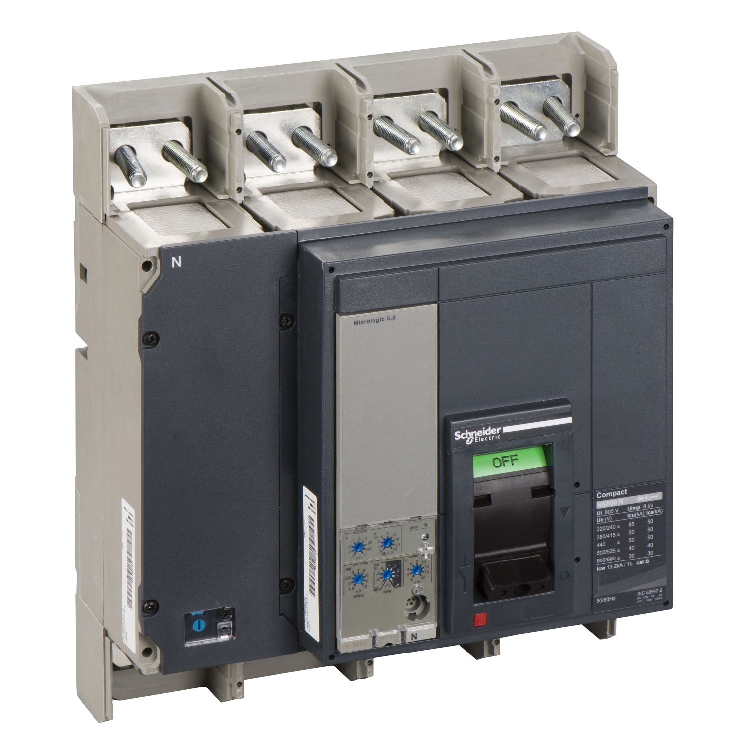 33555 Circuit Breaker Compact Ns800n 50 Ka At 415 Vac Micrologic 5 0 Trip Unit 800 A Fixed 4 Poles 4d Schneider Electric Global