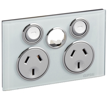 SOCKET OUTLET 10A TWIN LESS EXTRA SWITCH SATURN 4000 SERIES