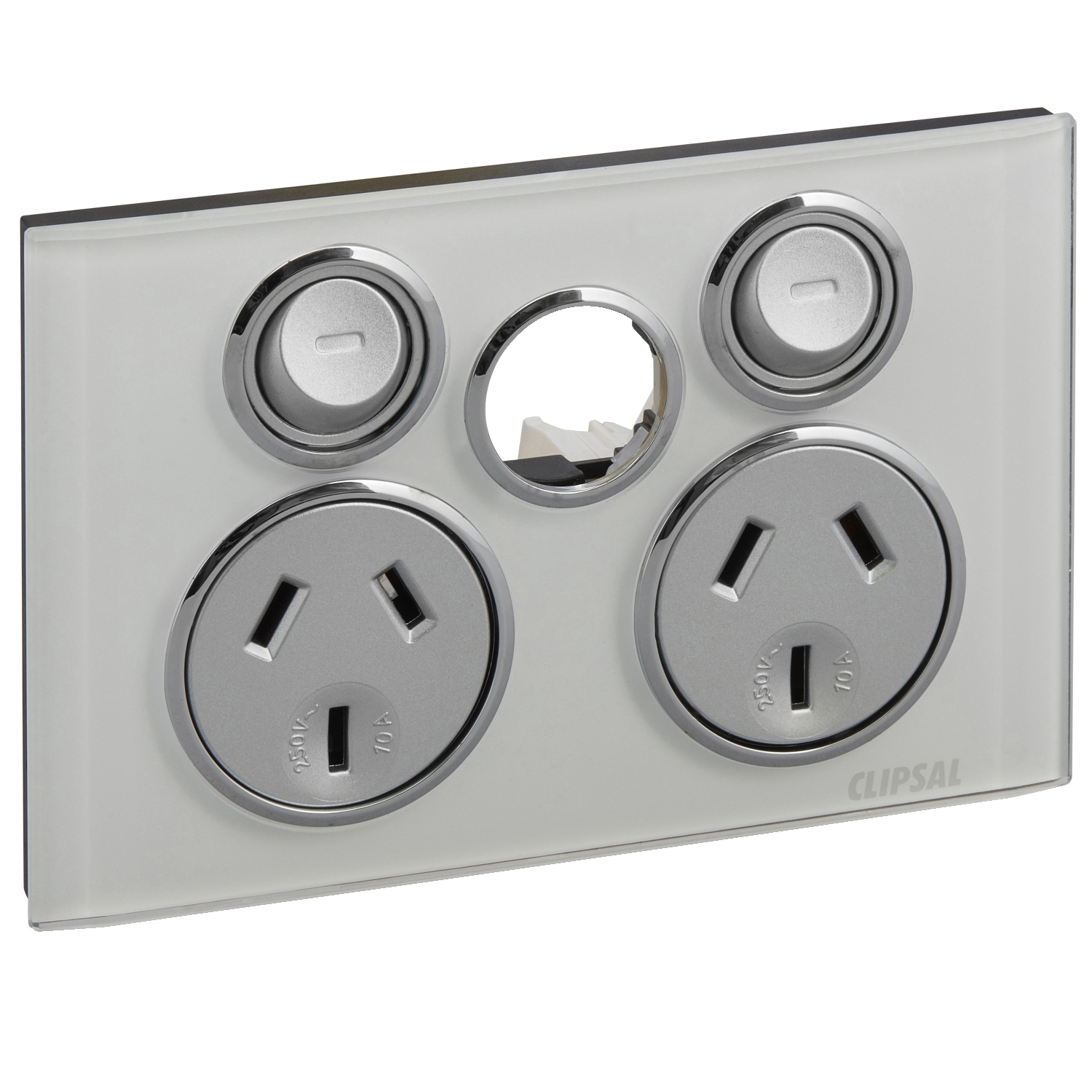 Double Switched Socket Outlet 250V, 10A Less Extra Switch