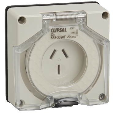 Clipsal - 56 Series, Socket Outlet, Surface 3 PIN Flat 20A