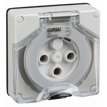 Clipsal - 56 Series, Socket Outlet Surface 3 Pole Round 32A Less Enclosure